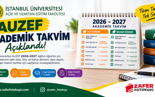 AUZEF 2026-2027 Akademik Takvimi | Vize, Final ve Bütünleme Tarihleri